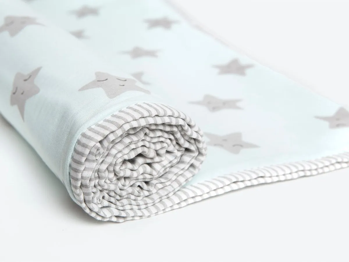 Organic Cotton Cot Bedding Set Sleepy Star Blue