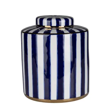 Paris Stripe Jar Large Blue