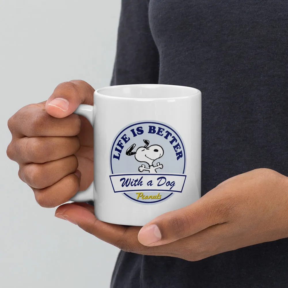 Peanuts Life Is Better With A Dog Customizable White Mug