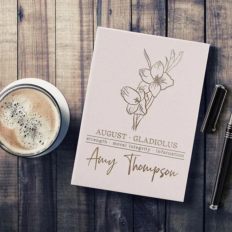 Personalized Gift for Women, Birth Flower Notebook, Christmas Employee Gift