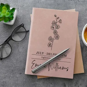 Personalized Gift for Women, Birth Flower Notebook, Christmas Employee Gift