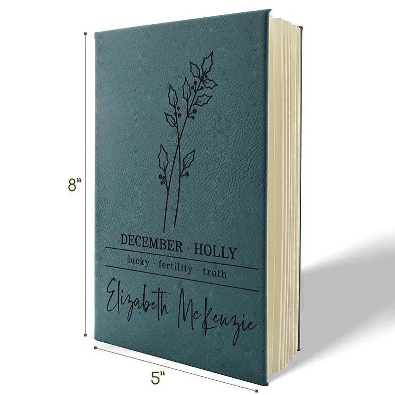 Personalized Gift for Women, Birth Flower Notebook, Christmas Employee Gift
