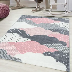 Pink and Grey Clouds Kids Rug - Bambi