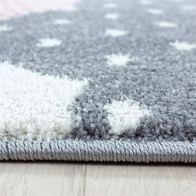 Pink and Grey Clouds Kids Rug - Bambi
