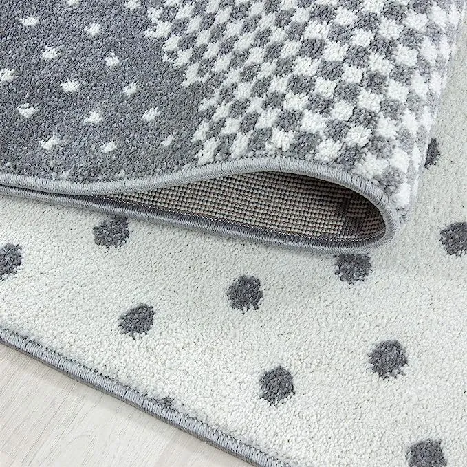 Pink and Grey Clouds Kids Rug - Bambi