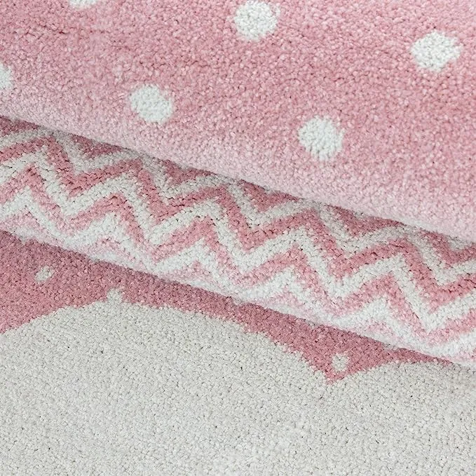 Pink and Grey Clouds Kids Rug - Bambi