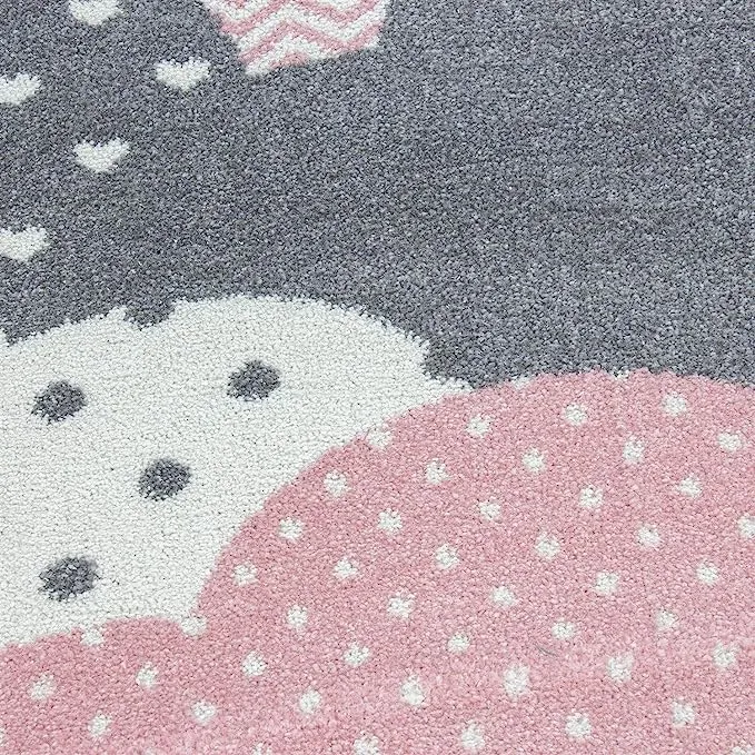 Pink and Grey Clouds Kids Rug - Bambi