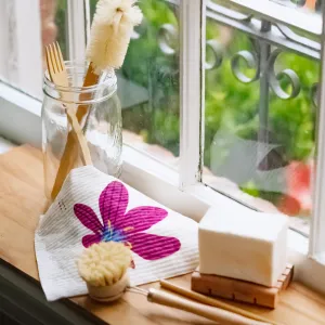 Pink Rain Lilly Reusable Dishcloths - Single or Set of 3