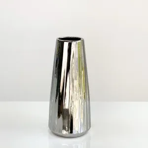 Poas Ceramic SIlver Vase 11"