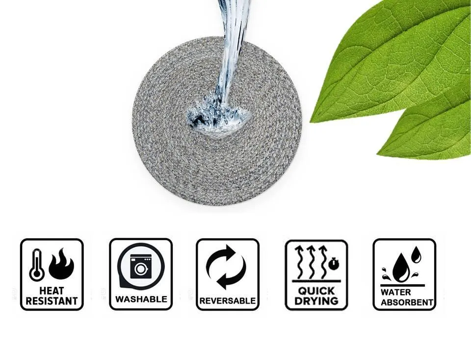 Polyster Round Coaster Set (6 PCS Set) Machine Washable Absorbent Size: 15 inch Diameter
