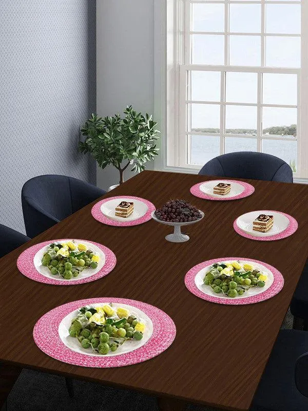 Polyster Round Coaster Set (6 PCS Set) Machine Washable Absorbent Size: 15 inch Diameter