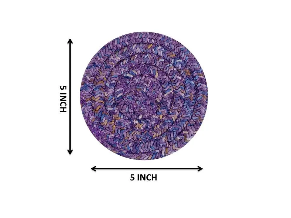 Polyster Round Coaster Set (6 PCS Set) Machine Washable Absorbent Size: 5inch Diameter