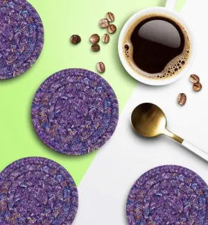 Polyster Round Coaster Set (6 PCS Set) Machine Washable Absorbent Size: 5inch Diameter