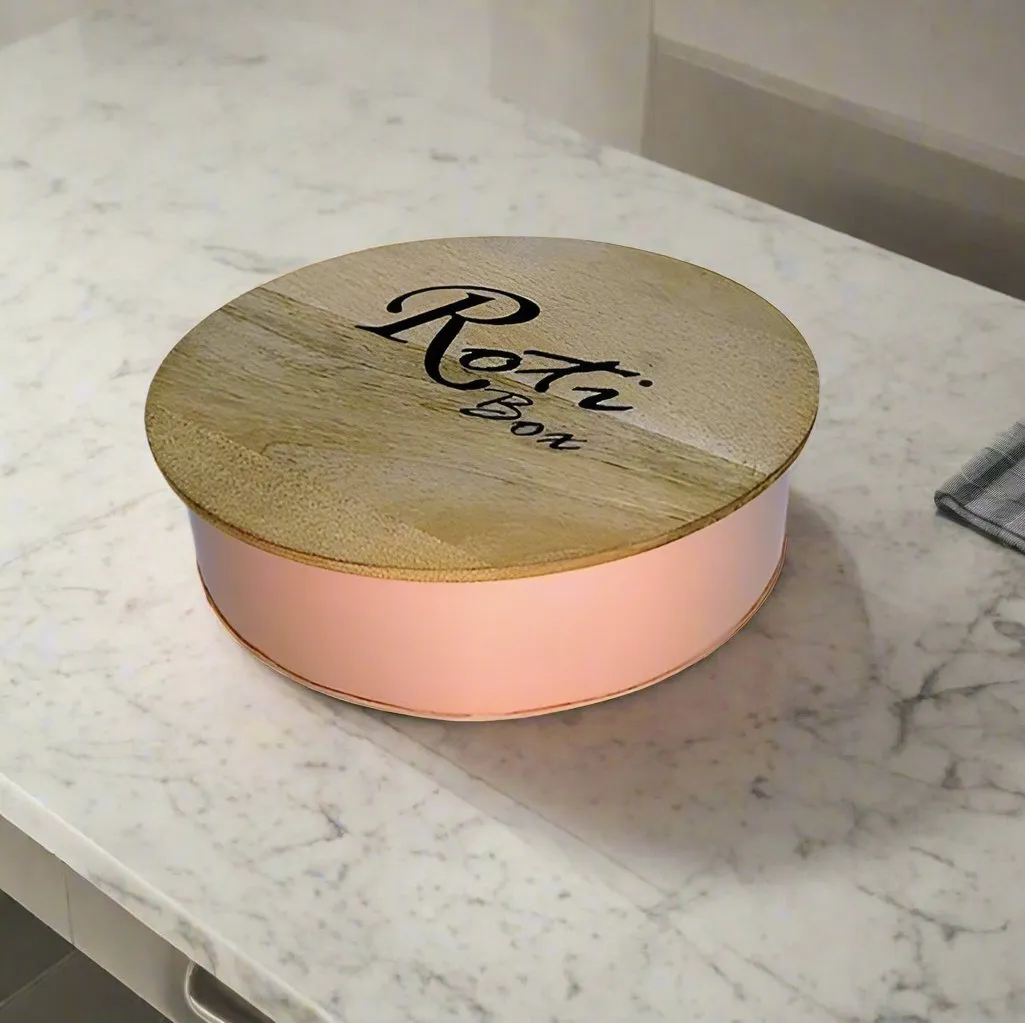Premium Metal Roti Pot with Elegant Mango Wood Lid – Durable and Stylish Roti Storage Container By MA