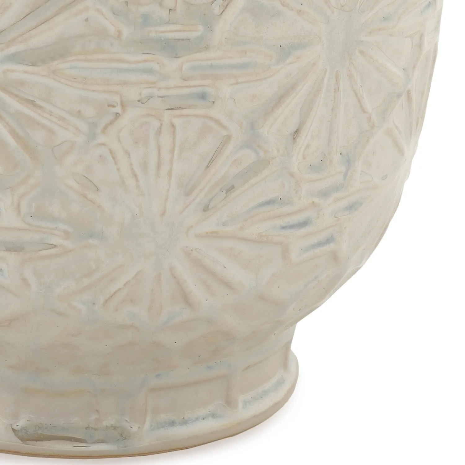PURE HOME   LIVING Ceramic Decorative Floral Imprinted Vase, (23cm Height, White)
