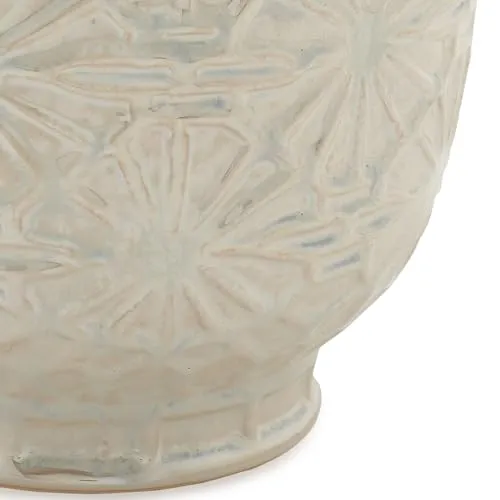 PURE HOME   LIVING Ceramic Decorative Floral Imprinted Vase, (23cm Height, White)