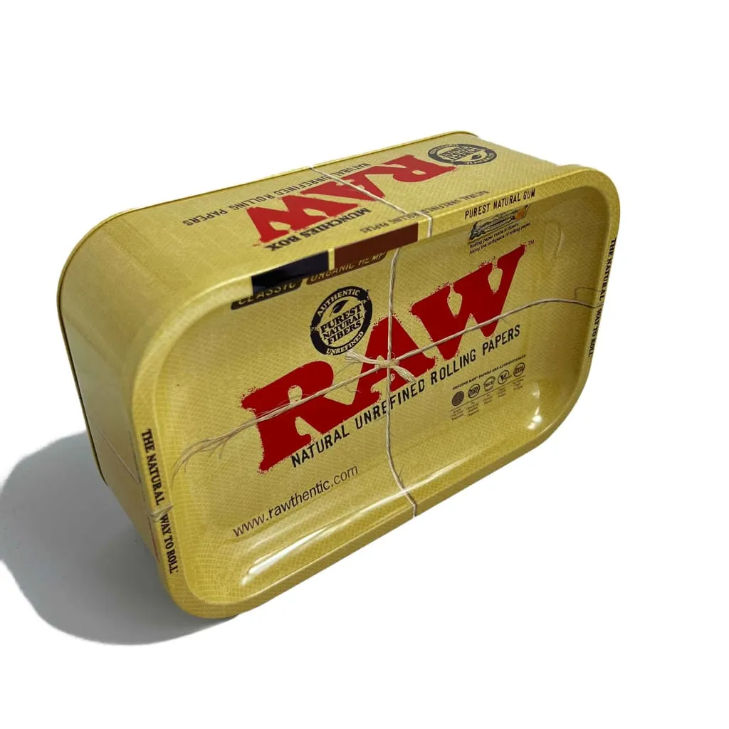 Raw Munchies Box With Raw Rolling Tray On Top