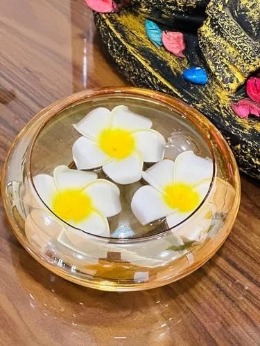 Relanta Flower Round Shape Glass Vase,Urli Bowl Terrarium Succulent Planter,Air Plant Display,Decorative Centerpiece Floral Container for Home Or Wedding Set of 1,Lxbxh-19.5 x 9 x 19.5 (Gold)