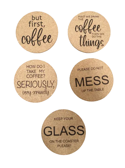 Rough Cut Dezigns, Thin Cork Coasters