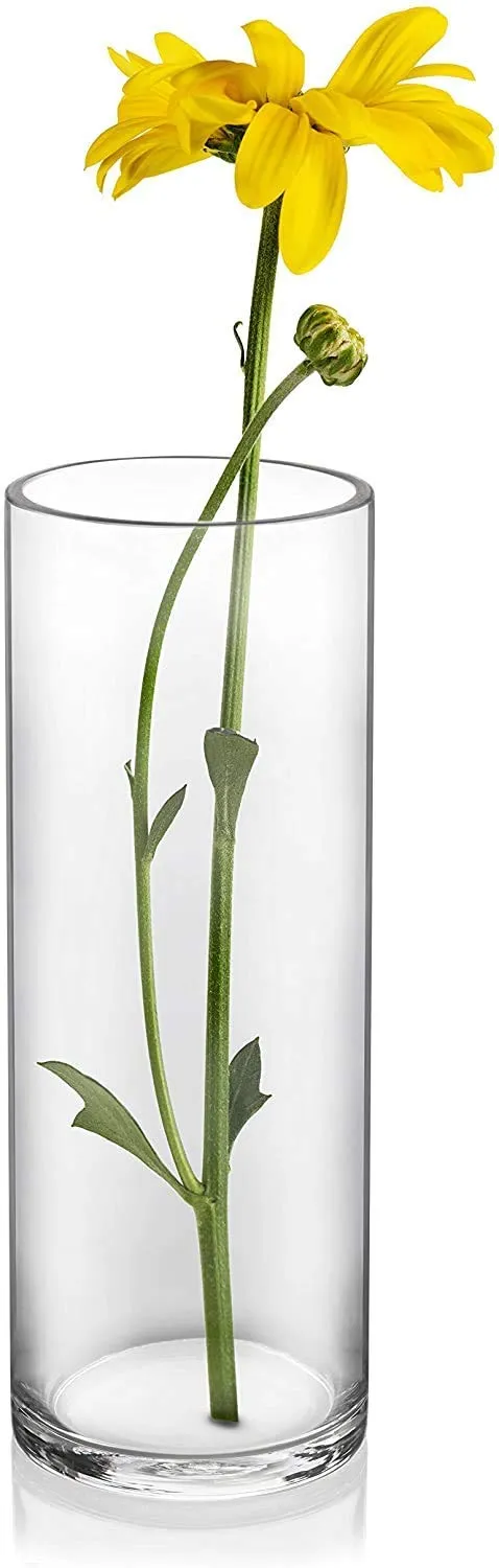 Round Glass Cylinder Vases 12 Inch Tall X 4 Inch Round - Multi-use: Pillar Candle, Floating Candles Holders, Floral Arrangements (Cylinder Vase- 1Pcs)