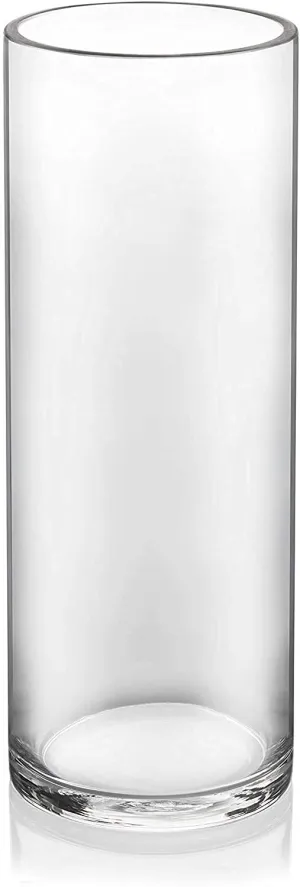 Round Glass Cylinder Vases 12 Inch Tall X 4 Inch Round - Multi-use: Pillar Candle, Floating Candles Holders, Floral Arrangements (Cylinder Vase- 1Pcs)