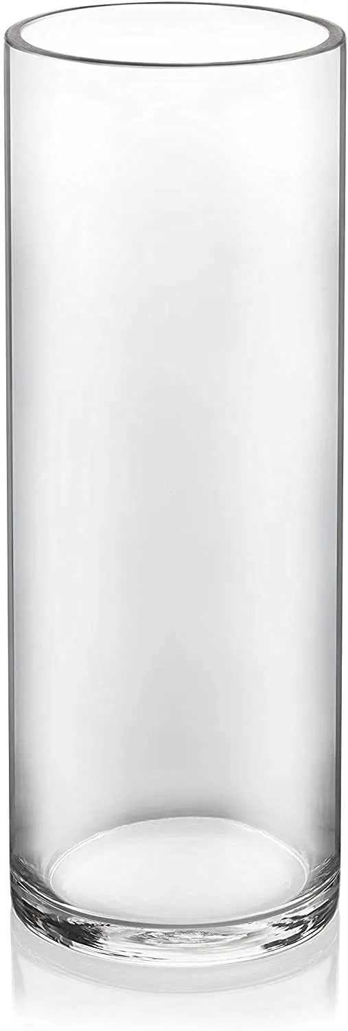 Round Glass Cylinder Vases 12 Inch Tall X 4 Inch Round - Multi-use: Pillar Candle, Floating Candles Holders, Floral Arrangements (Cylinder Vase- 1Pcs)