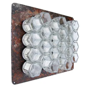 Rusted Wall Base for Spice Storage (Jars Not Included)