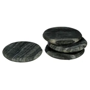 Set of 4 Grey Marble Round Coasters