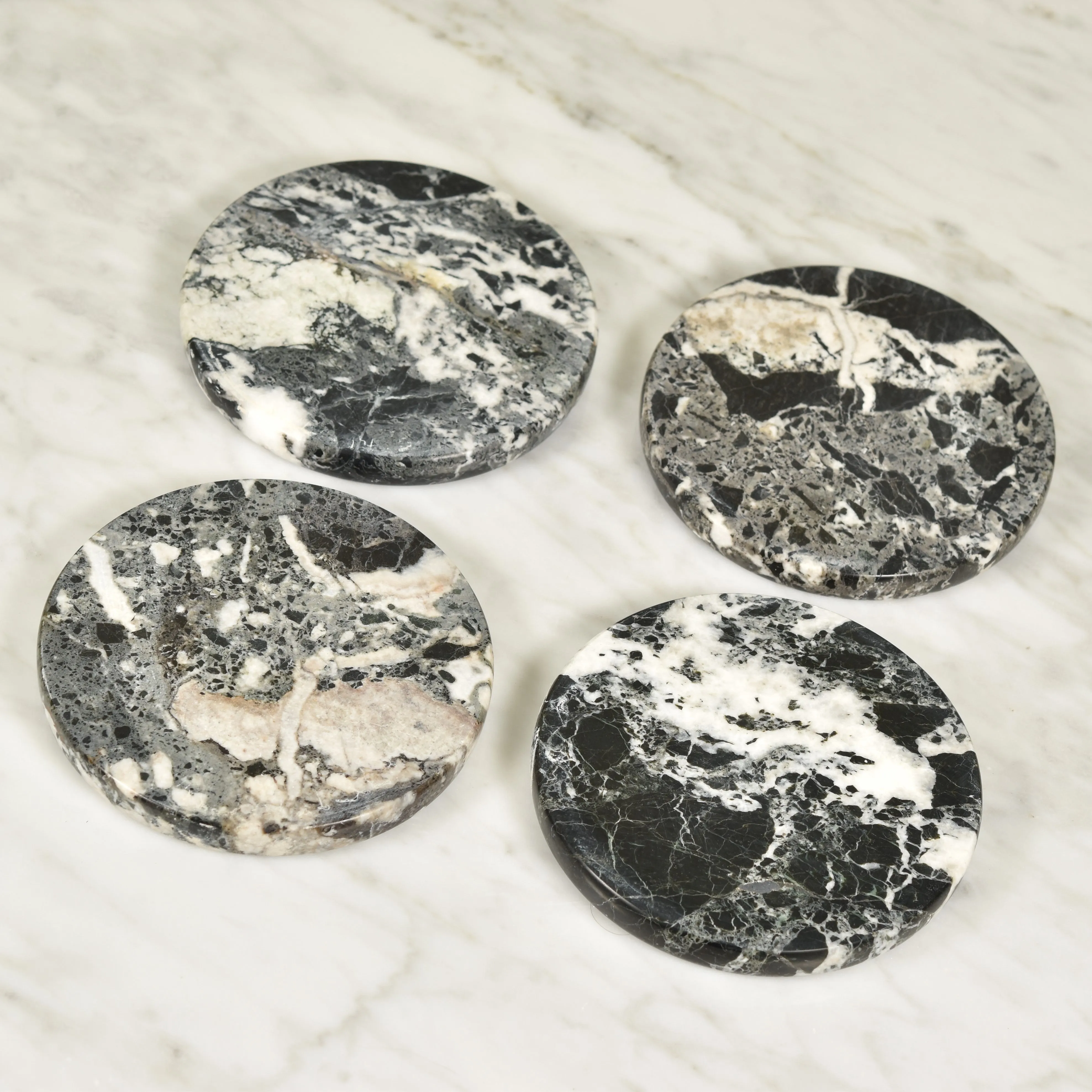 Solid Marble Coasters - Black Zebra
