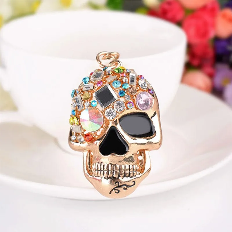 Sparkling Skull Keyring and Punk Style Hand-Bone with Claws-Scary Cute!