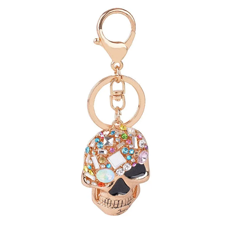 Sparkling Skull Keyring and Punk Style Hand-Bone with Claws-Scary Cute!