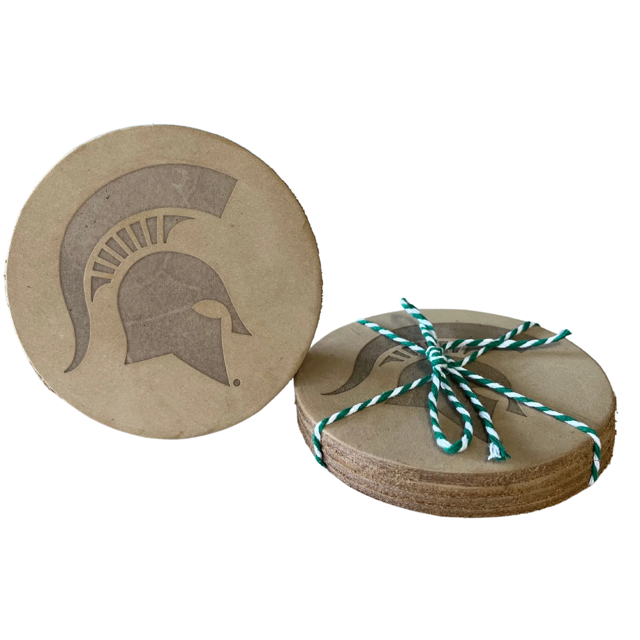 Spartan Helmet Leather Coaster - Set of 4
