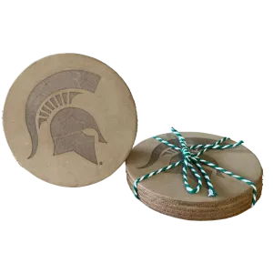 Spartan Helmet Leather Coaster - Set of 4