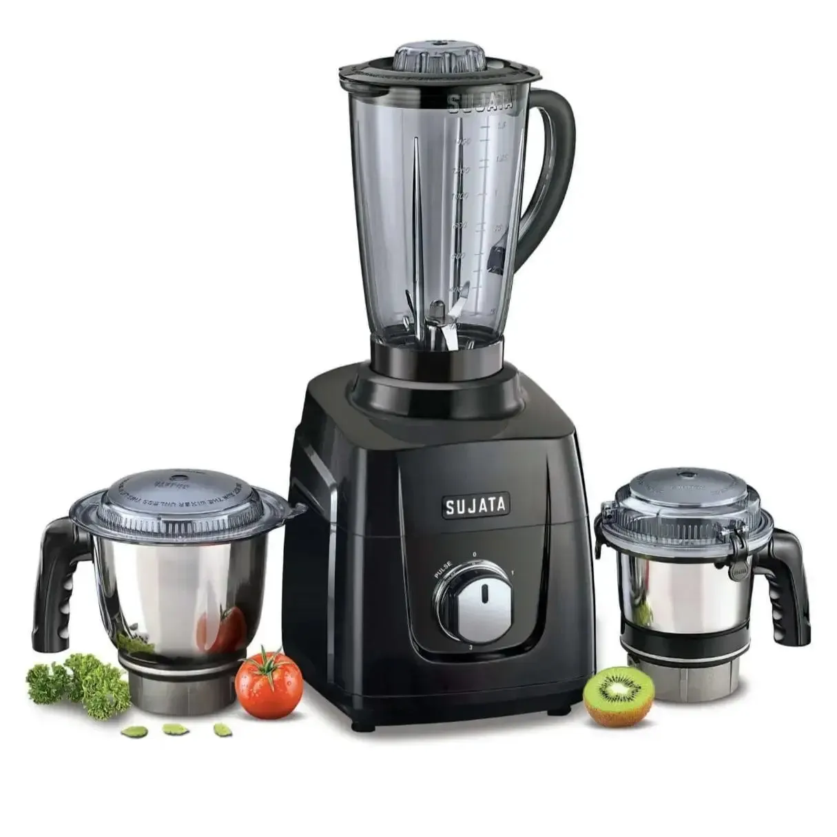 Sujata MG-01 Mixer Grinder, 1000W, 3 Jars (Black)