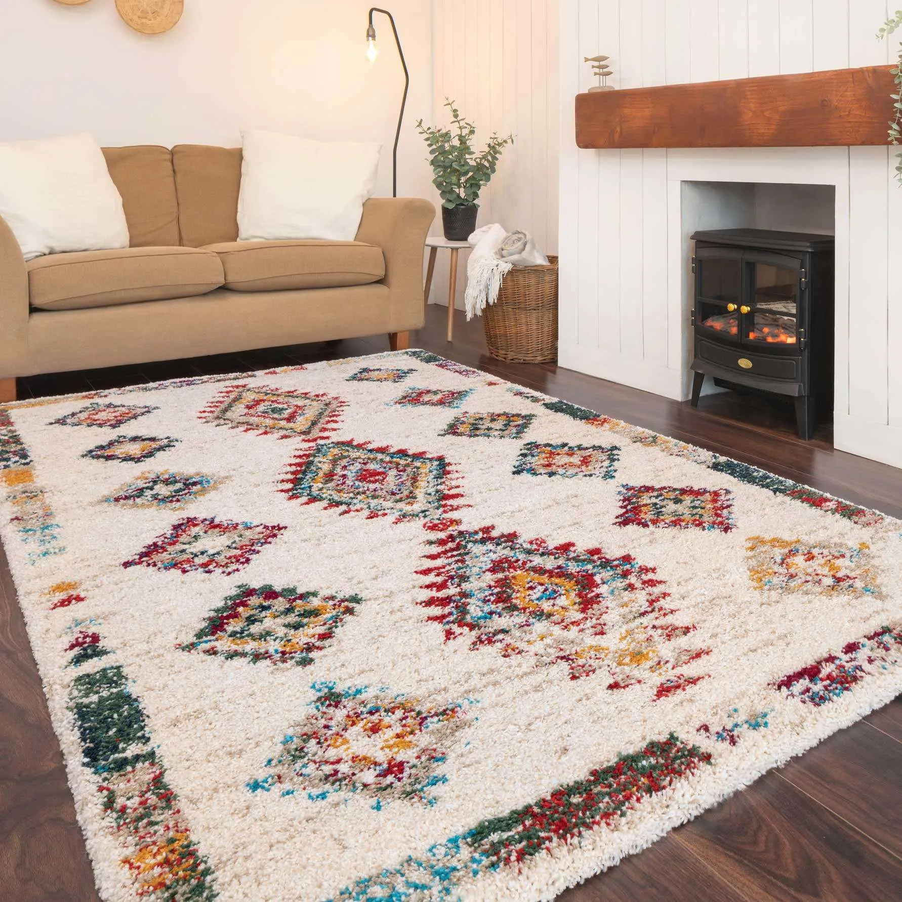 Super Soft Diamond Shaggy Rug - Neroli