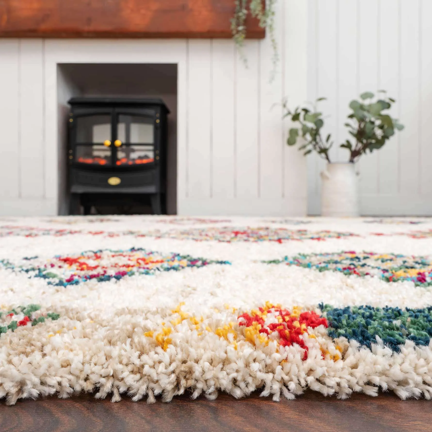 Super Soft Diamond Shaggy Rug - Neroli