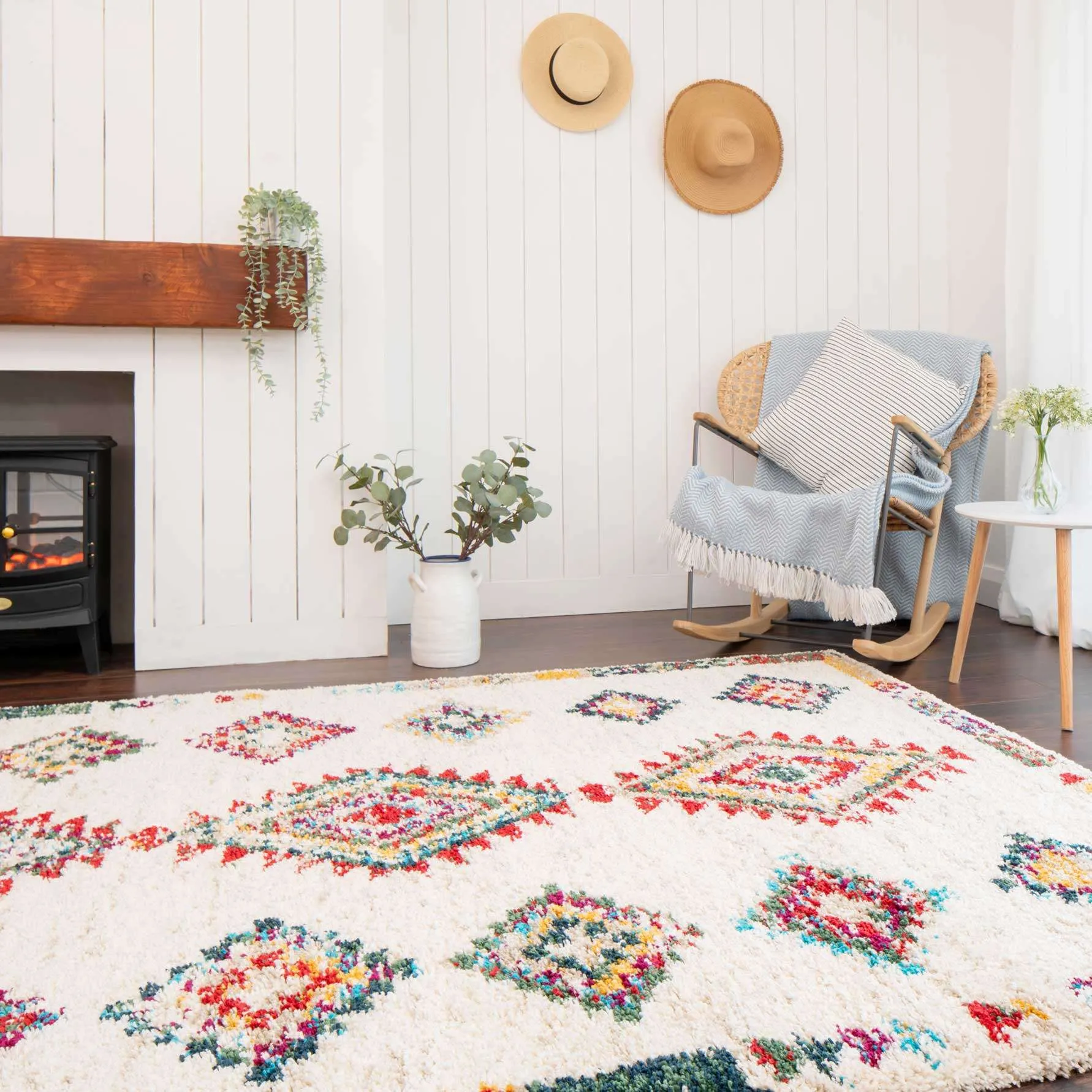 Super Soft Diamond Shaggy Rug - Neroli