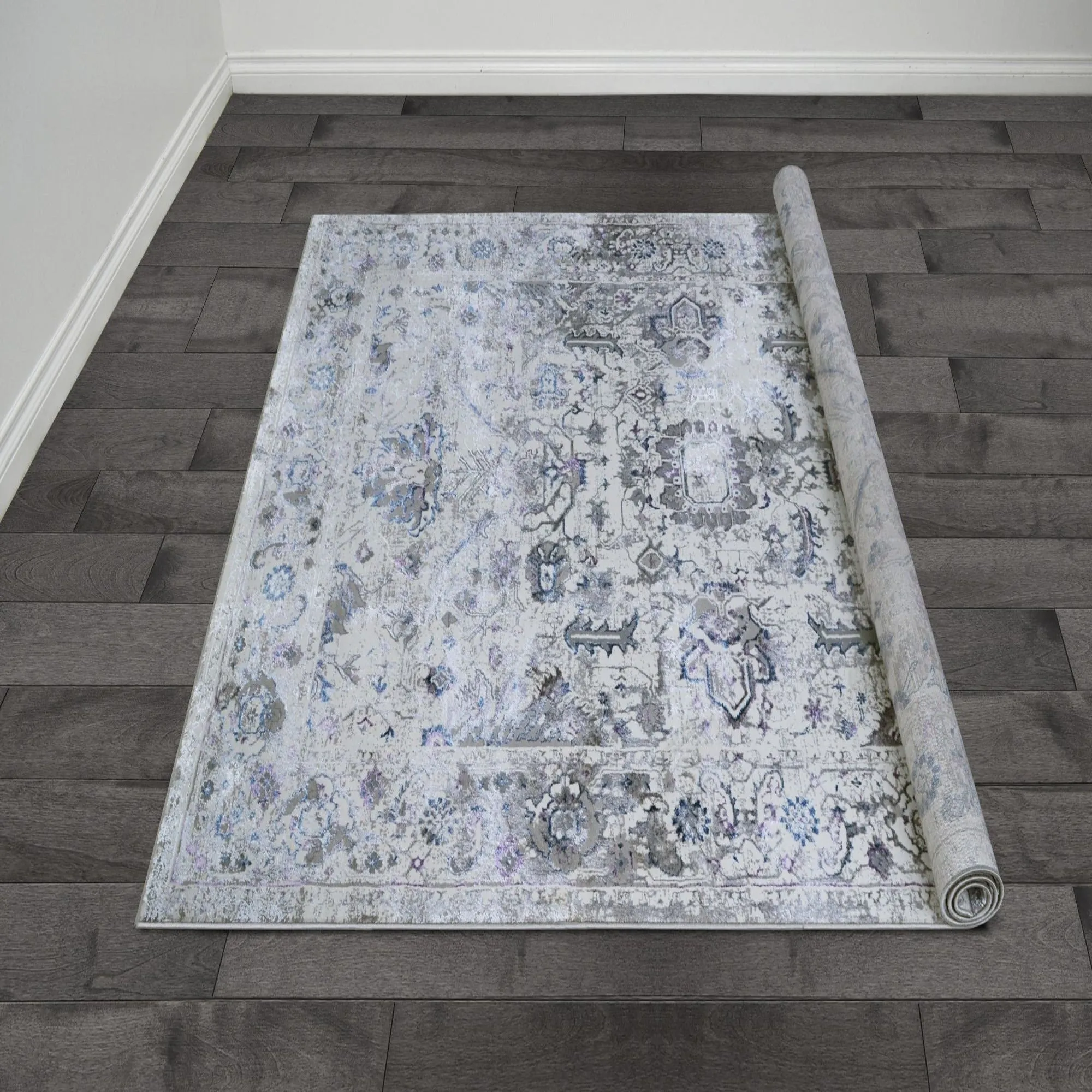 Talia-774 Area Rugs Rectangle Lavender Leaf 5-X-7