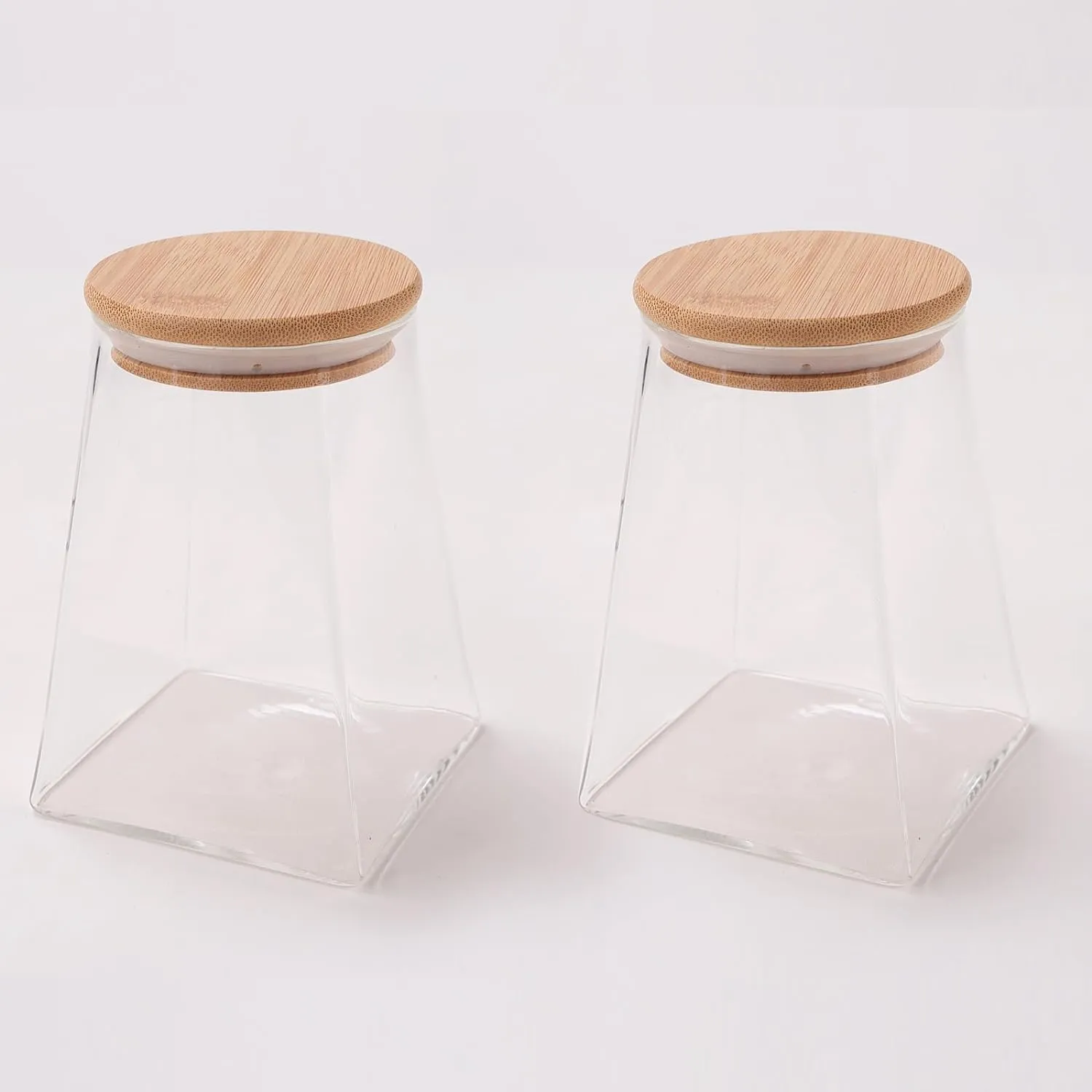 The Better Home Pack of 2 Borosilicate Kitchen Containers I Wooden Lid & Metal Loop I Microwave Safe I Multi-Utility Airtight Storage Jars for Cookies, Snacks, Tea, Coffee, Sugar | 750 ml Each