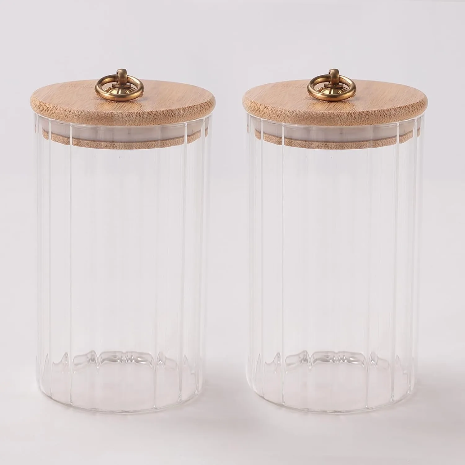 The Better Home Pack of 2 Borosilicate Kitchen Containers Set with Wooden Lid & Metal Loop | Microwave Safe | Multi-Utility Storage Jars for Cookies, Snacks, Tea, Coffee, Sugar | 820 ml Each