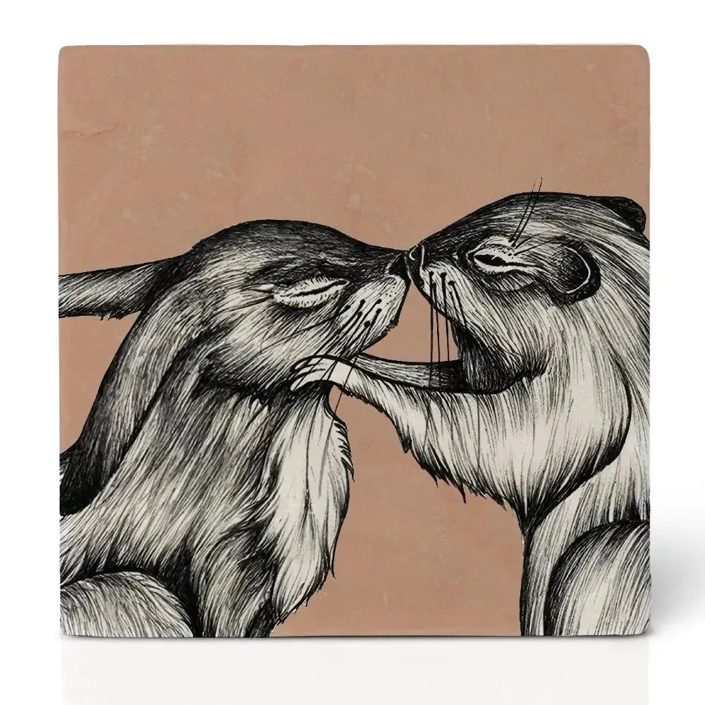Tile Coaster Natural Stone - Duo Animals