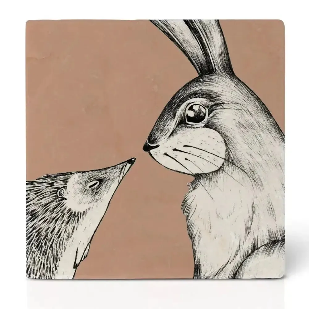 Tile Coaster Natural Stone - Duo Animals