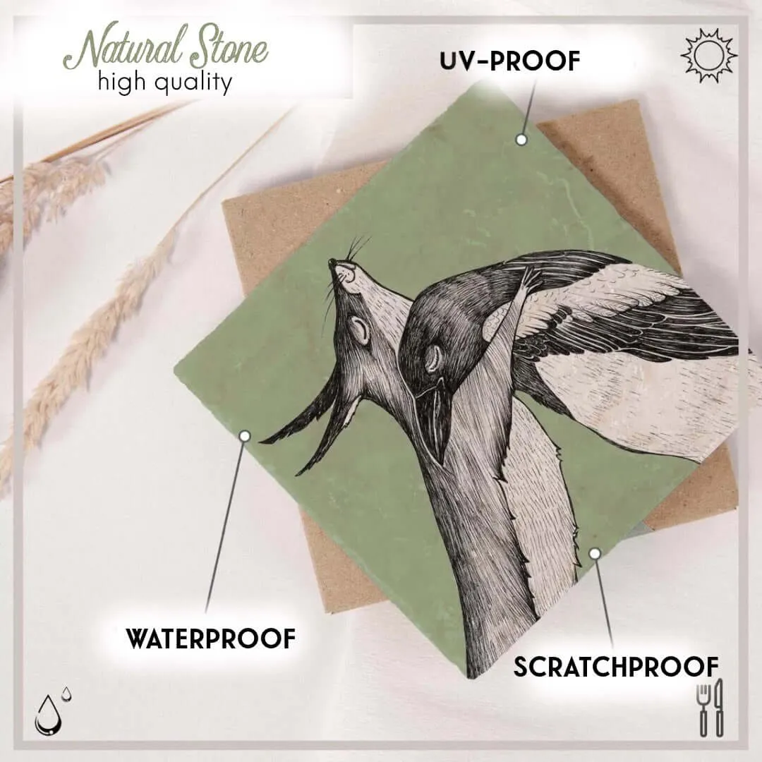 Tile Coaster Natural Stone - Duo Animals