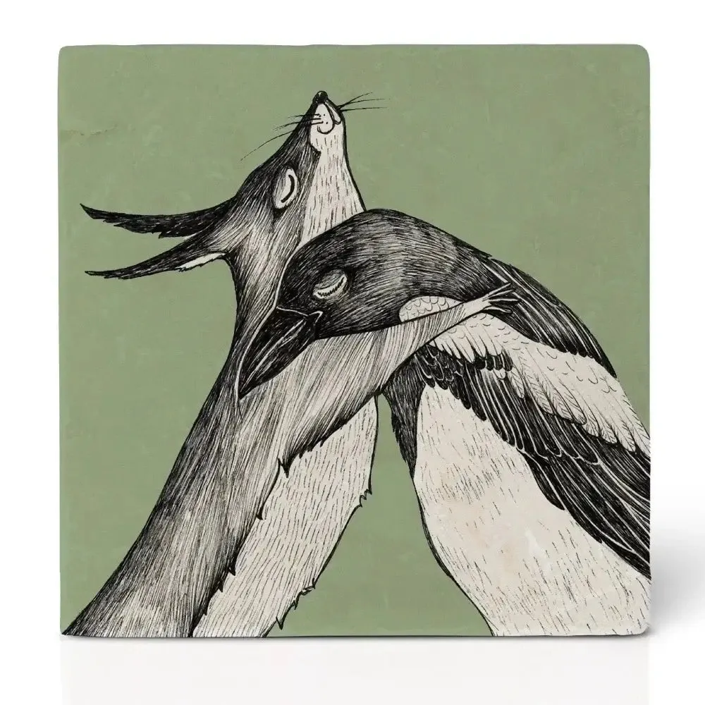 Tile Coaster Natural Stone - Duo Animals