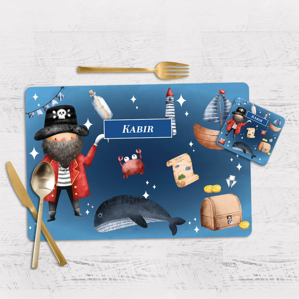 Treasure Island Tableware Set (kids) (4 Placemats & 4 Casters)