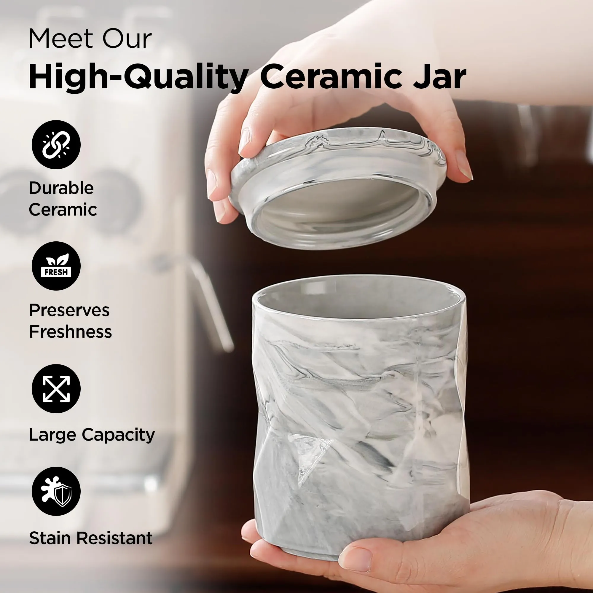 UMAI Ceramic Jars For Kitchen Storage With Ceramic Lids | Airtight Kitchen Containers Set | Kitchen Accessories Items | Multipurpose Jars For Pickles Nuts Dry Fruits | Pack of 3 | 740ml Each