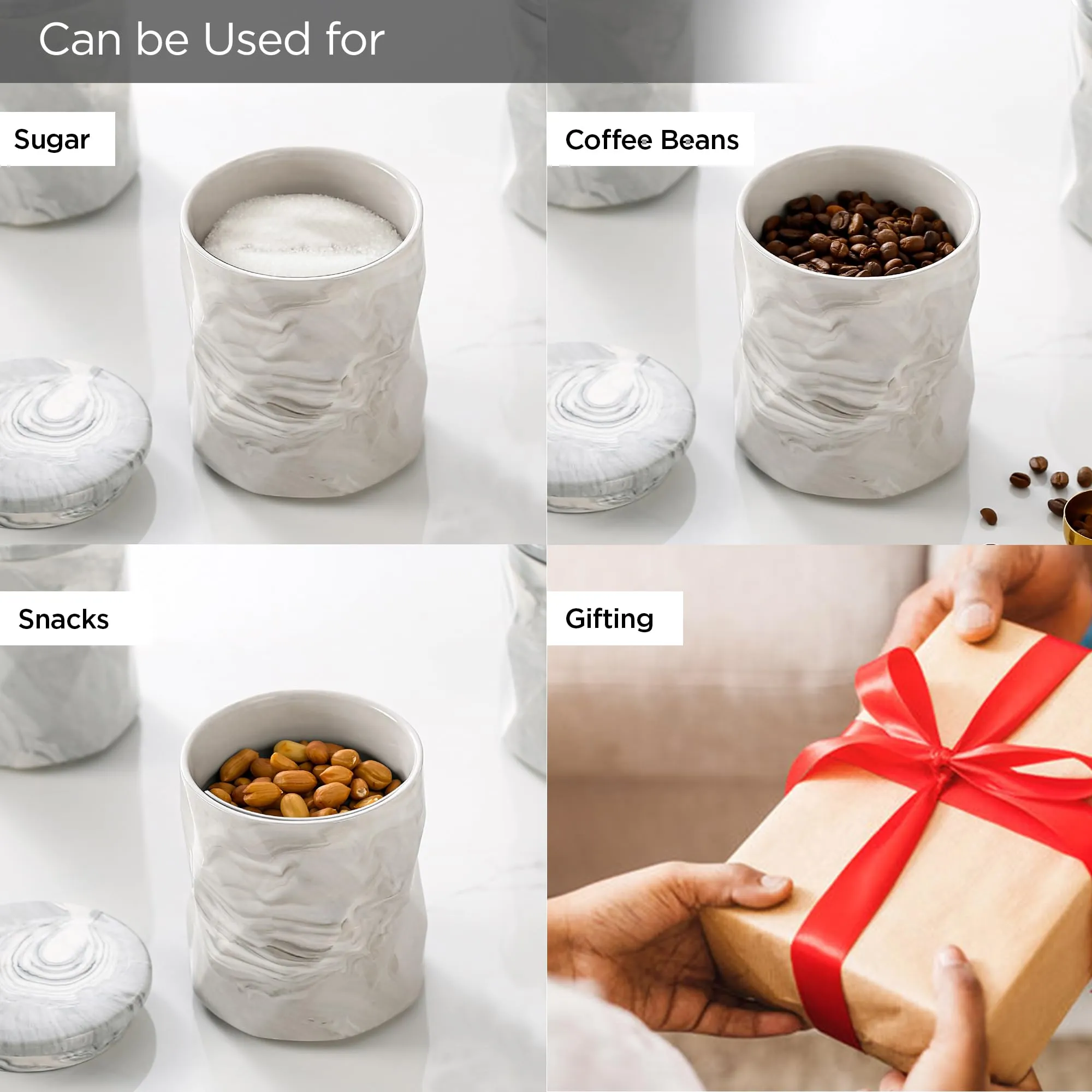 UMAI Ceramic Jars For Kitchen Storage With Ceramic Lids | Airtight Kitchen Containers Set | Kitchen Accessories Items | Multipurpose Jars For Pickles Nuts Dry Fruits | Pack of 3 | 740ml Each