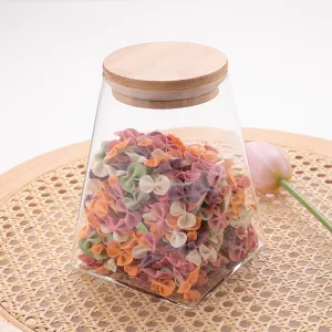 USHA SHRIRAM Borosilicate Containers With Wooden Lid (560ml - 2Pcs) | Glass Container Jar For Kitchen Storage | Microwave Safe | Kitchen Containers Box With Air Tight Lid | Kitchen Organisers
