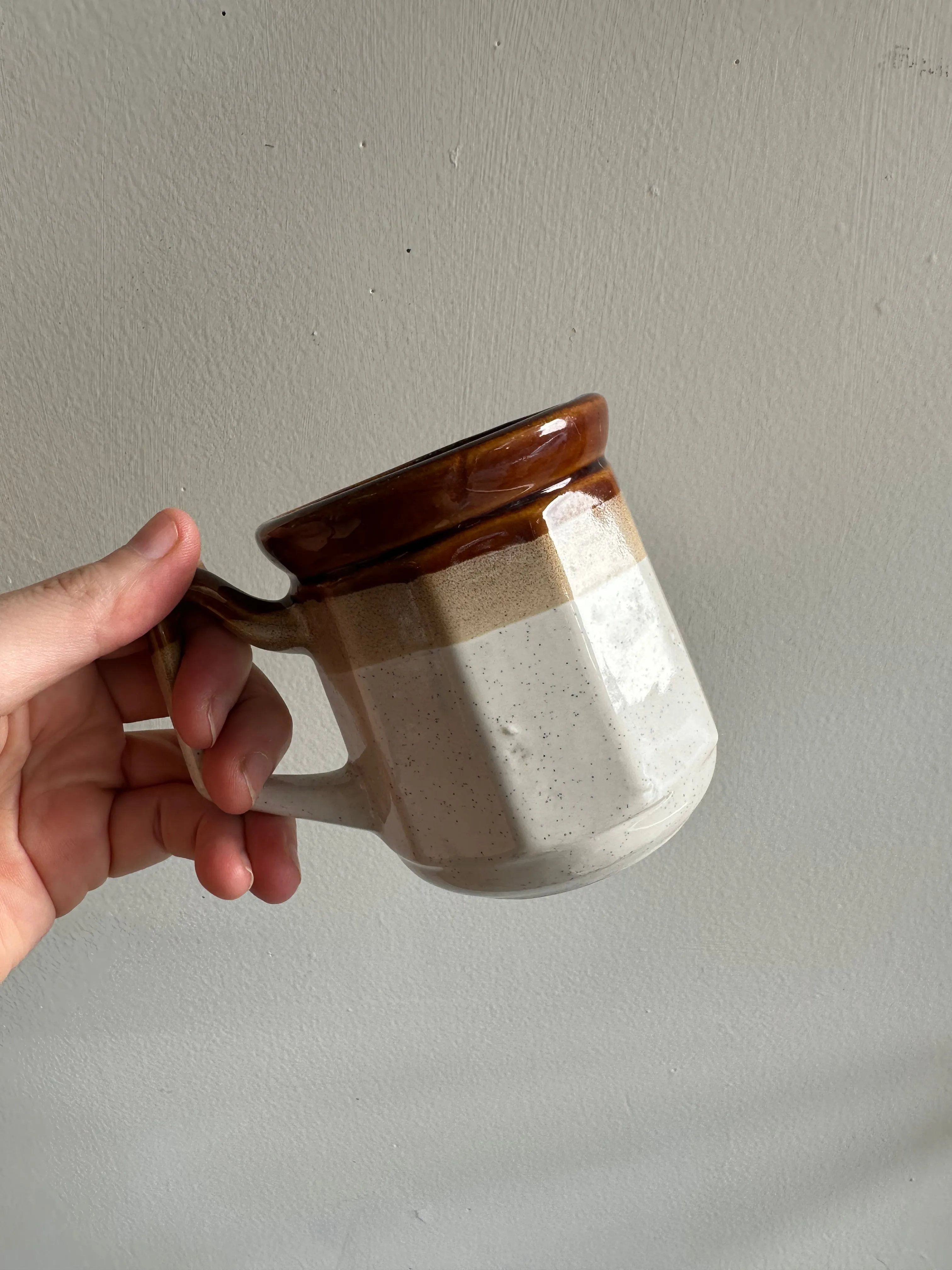 Vintage 70s Two Toned Ceramic Coffee Mugs Set of 2