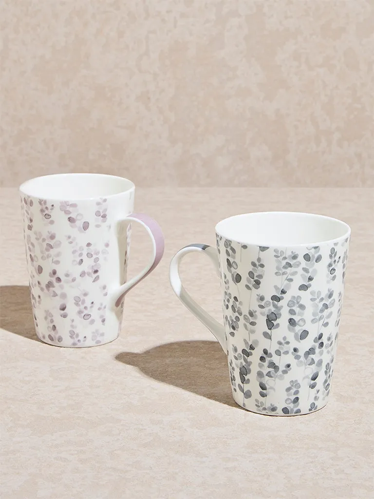 Westside Home Multicolour Clover Printed Mugs  (Set of 2)